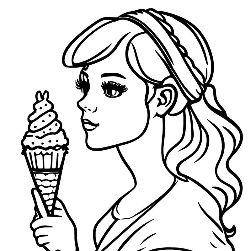 simple girl with ice cream cone