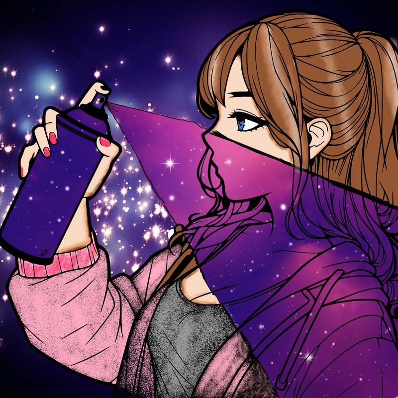 a realistic girl spray, painting