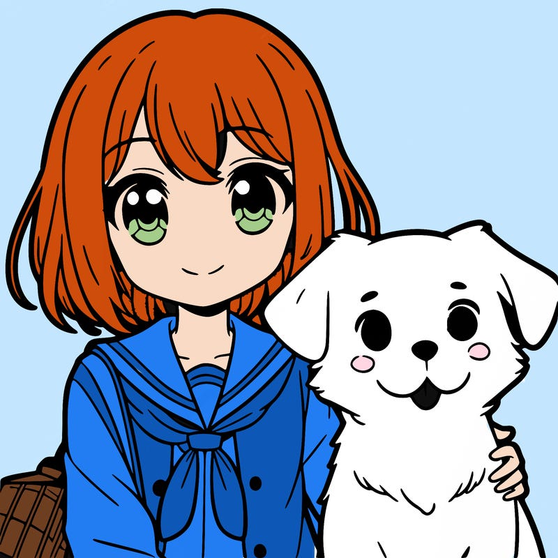 anime girl with a dog
