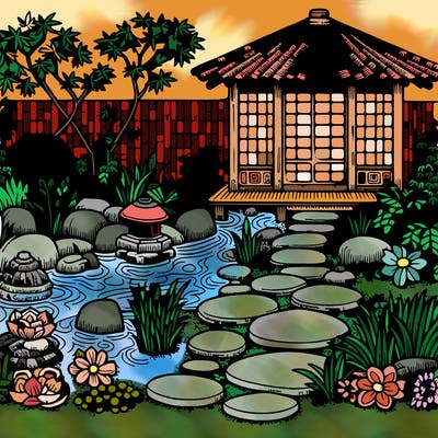a very detailed zen garden