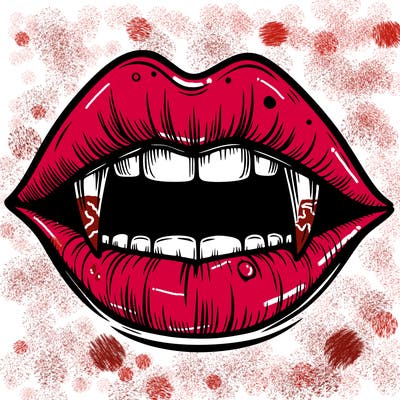 lips with vampire teeth