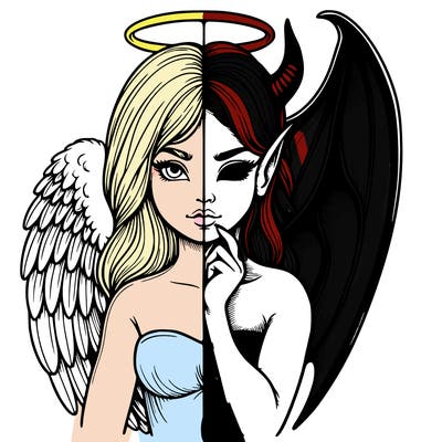 realistic angel half demon