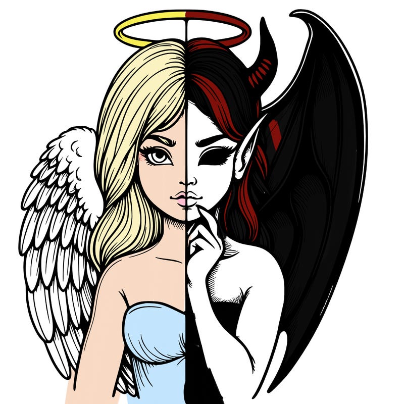 realistic angel half demon