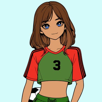 realistic girl wearing soccer jersey