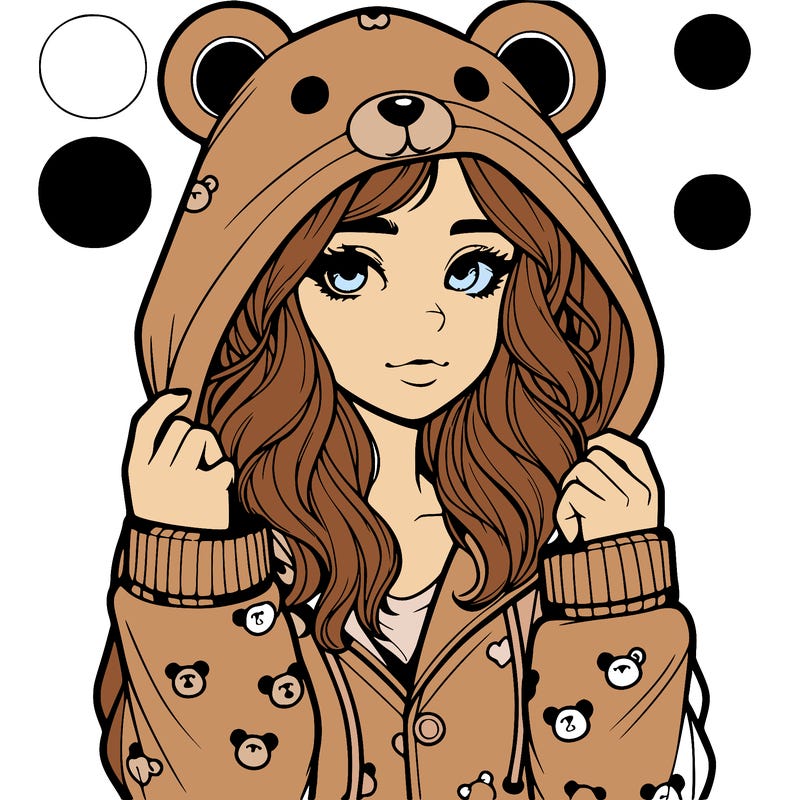 realistic girl in a animal pjs hoodie