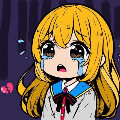 cute anime girl crying
