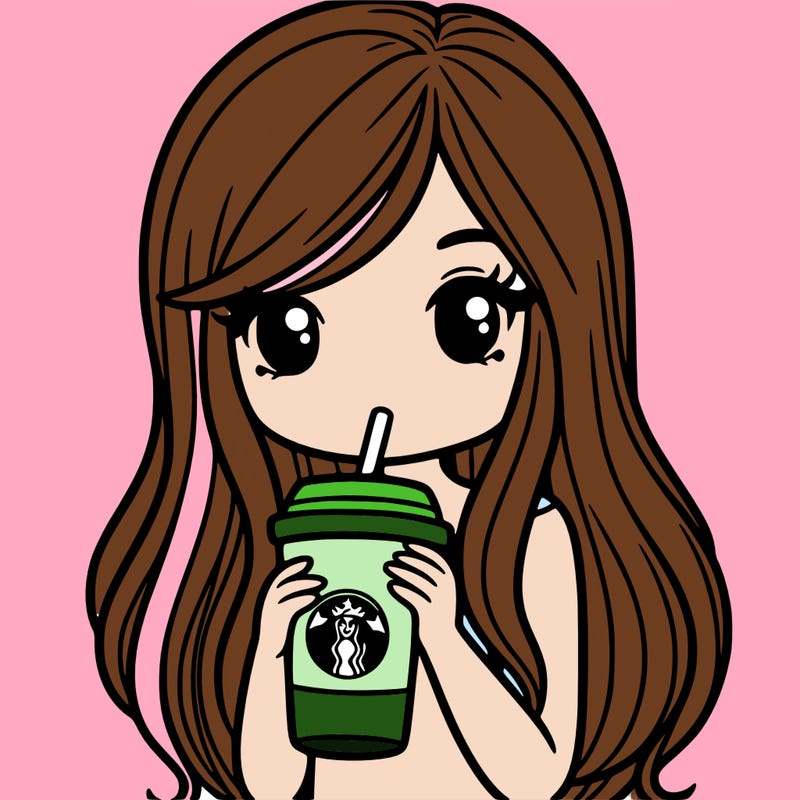 woman with long straight hair drinking starbucks