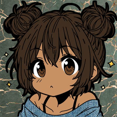 a manga girl with messy small buns