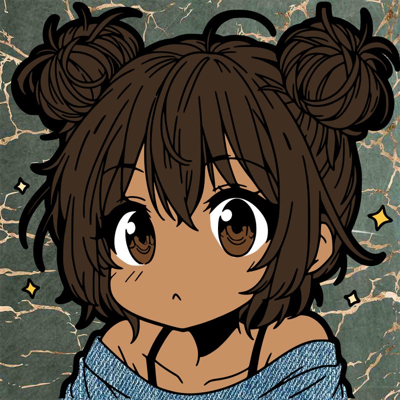 a manga girl with messy small buns
