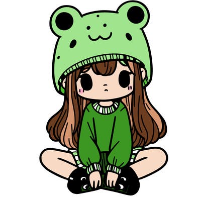 a girl wearing a frog hat and some frog socks