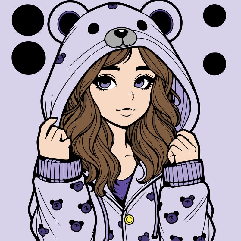 realistic girl in a animal pjs hoodie