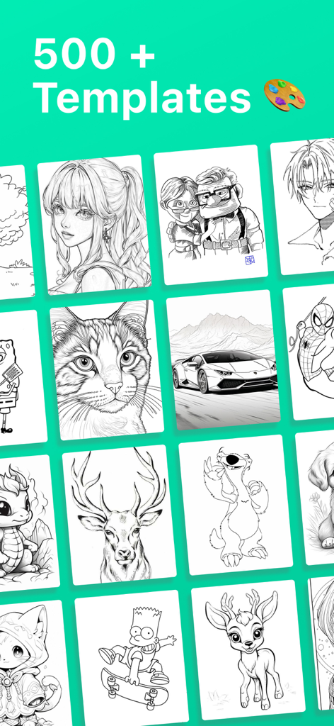 AR Drawing Sketch Paint - Raster mit über 500 Zeichenvorlagen zum Nachzeichnen, einschließlich Anime-Tiere und Cartoon-Figuren