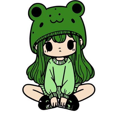 a girl wearing a frog hat and some frog socks