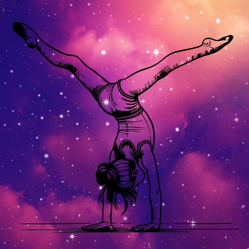 realistic gymnastic hand stand girl in four splits