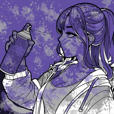 a realistic girl spray, painting