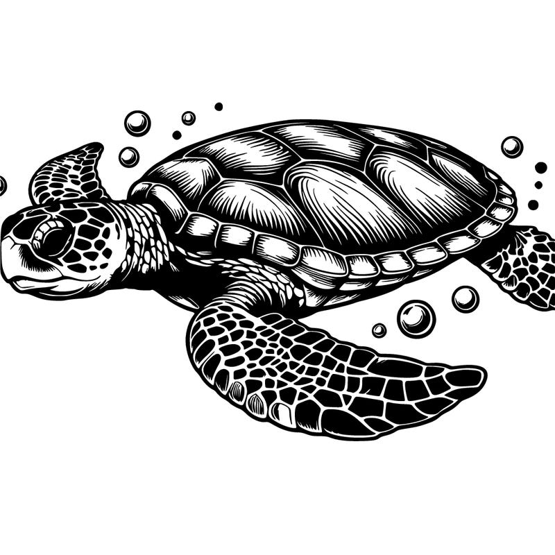 realistic sea turtle swimming