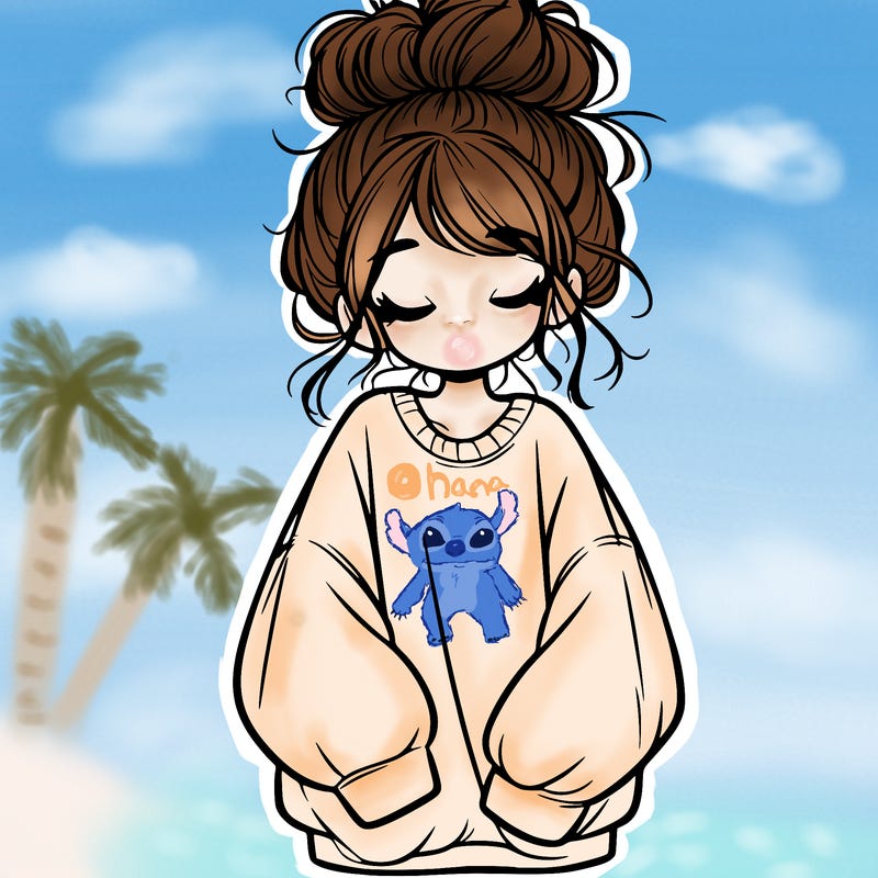 girl with baggy sweatshirt and messy bun