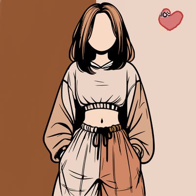 realistic girl faceless with baggy pants and a crop top