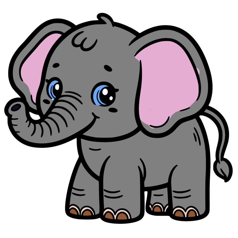 elephant coloring page, thin lines