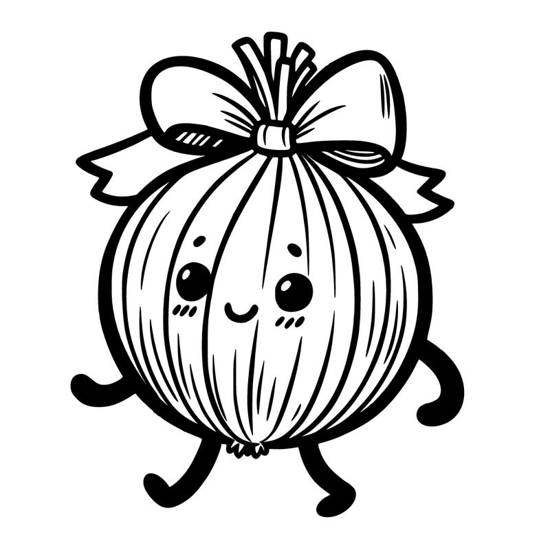 onion with legs and bow