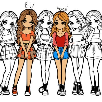 a group of girls realistic