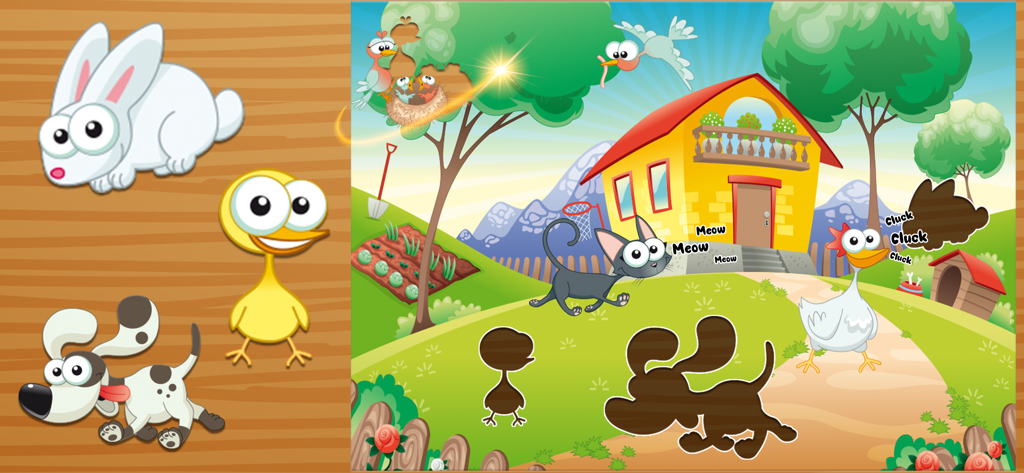 Fun Baby Puzzle Kindergarten - Interactive animal shape matching puzzle for preschoolers in a farm setting