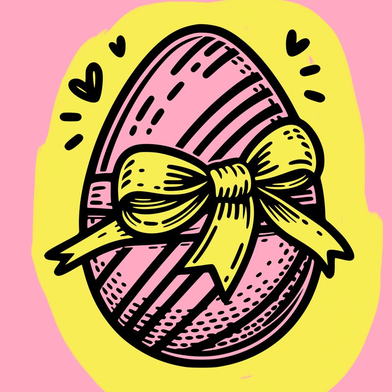 large chocolate egg with ribbon
