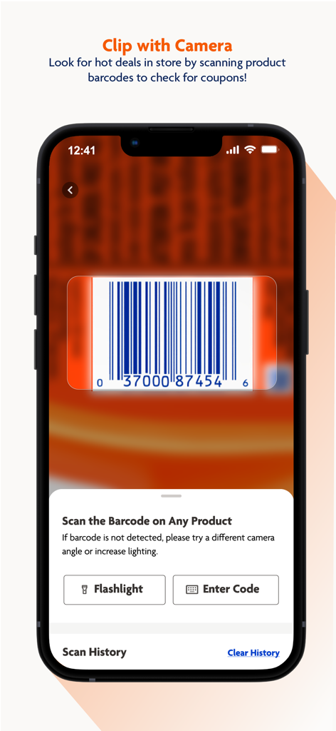 Family Dollar app barcode scanner feature for finding and clipping coupons in-store