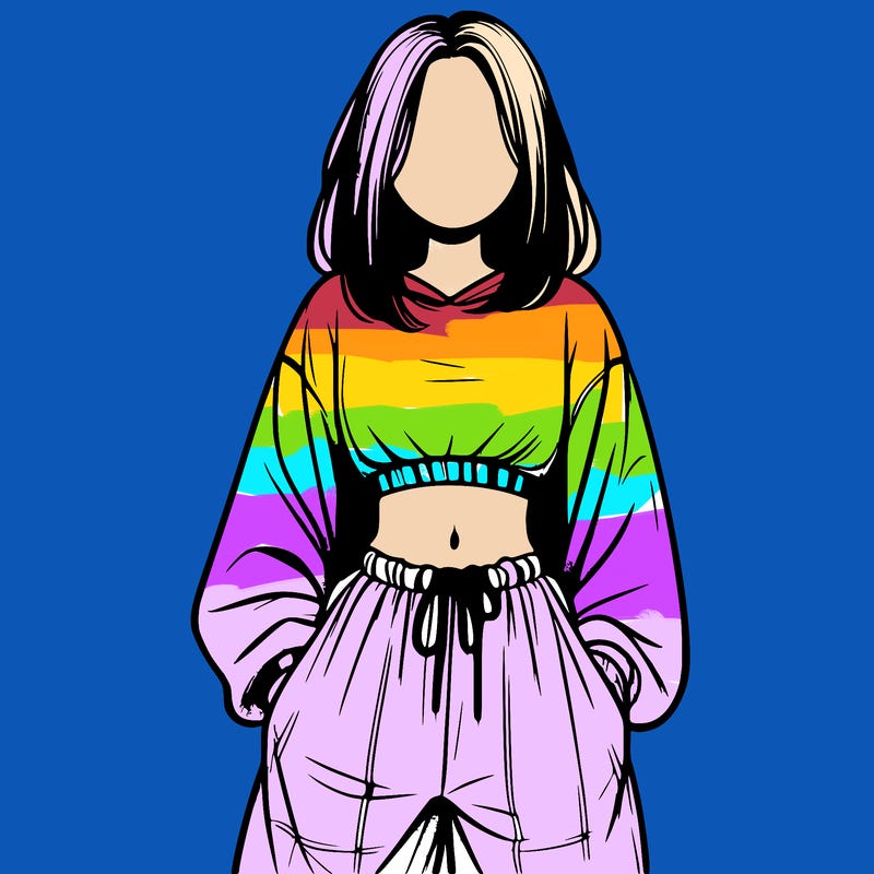 realistic girl faceless with baggy pants and a crop top