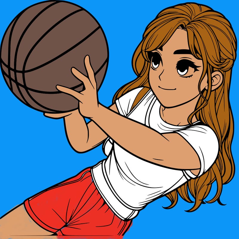 realistic girl playing basketball