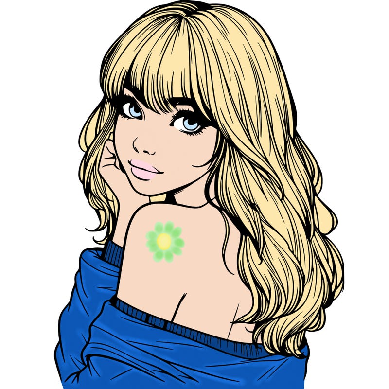 realistic girl with bangs looking over her shoulder