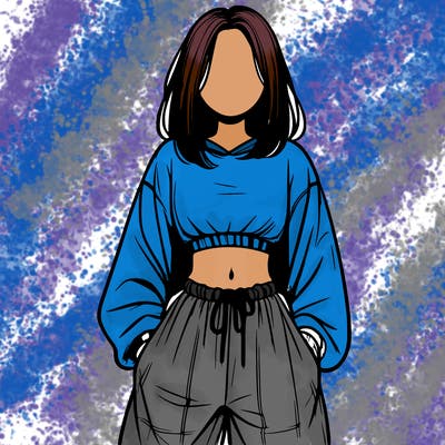 realistic girl faceless with baggy pants and a crop top
