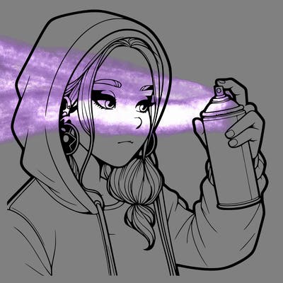 a realistic girl, spray painting