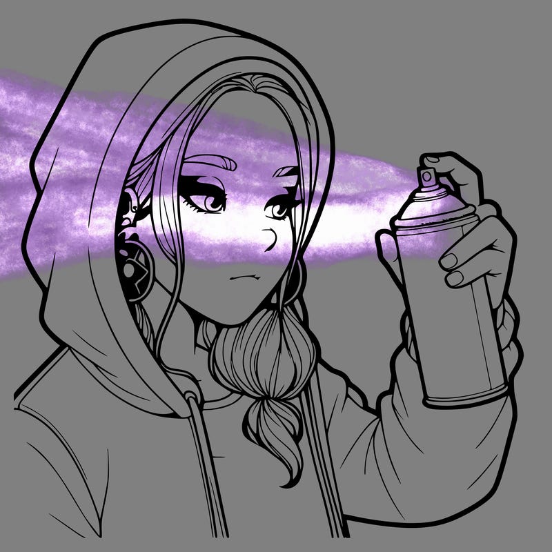 a realistic girl, spray painting