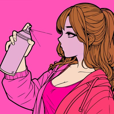 a realistic girl spray, painting
