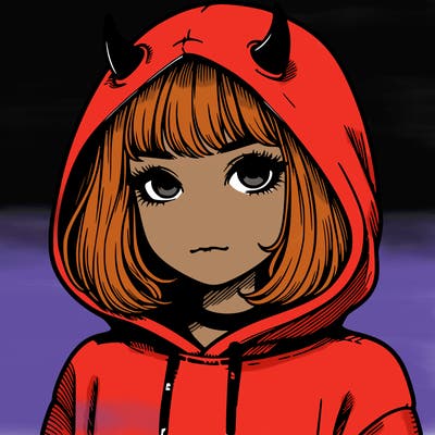 realistic girl with devil hoodie