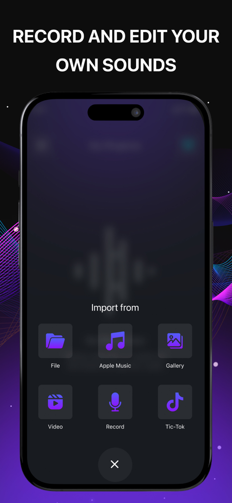 Ringtone Maker for iPhone‧ - Ringtone Maker for iPhone interface showing options to import audio from Apple Music Record Gallery and TikTok