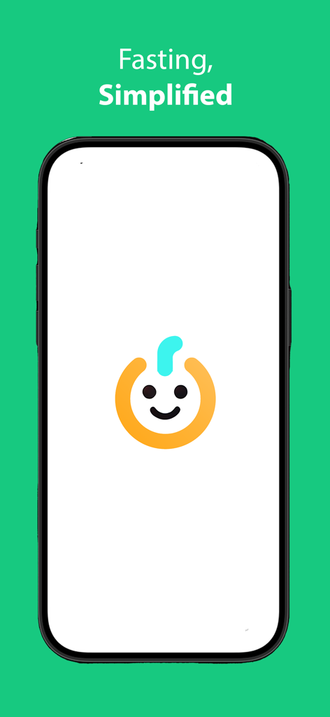 AllyFast - AllyFast app splash screen with the slogan Fasting Simplified and a minimalist smiling logo