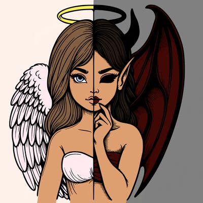 realistic angel half demon