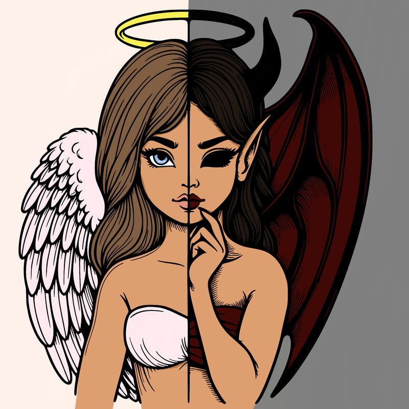 realistic angel half demon