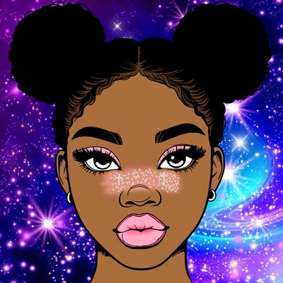 realistic black woman with two buns