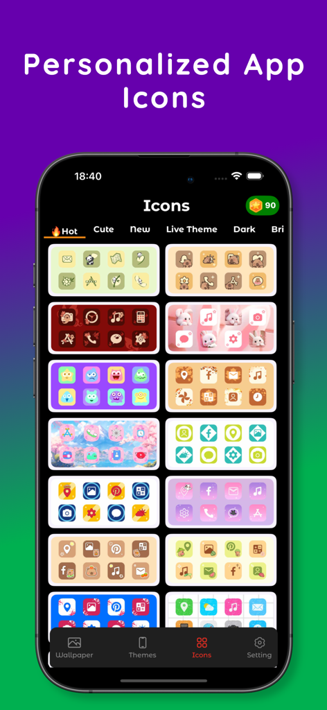 A selection of colorful and aesthetic app icon packs for iPhone customization