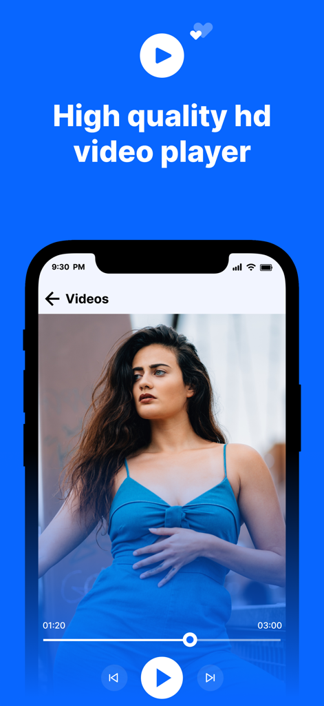 File Manager : Secure Media - Una pantalla de smartphone que muestra un reproductor de video HD de alta calidad con controles de reproducción integrados.