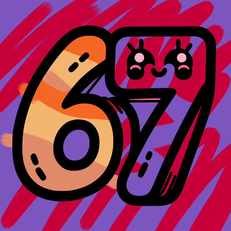the numbers 67