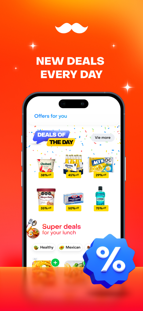 Rappi - Deliveries in Minutes - Rappi app interface showing daily deals and discounts on grocery items