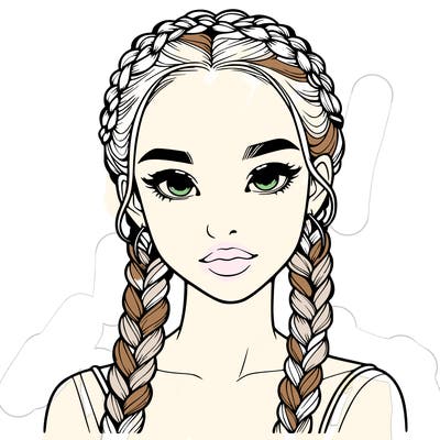 realistic girl with braids
