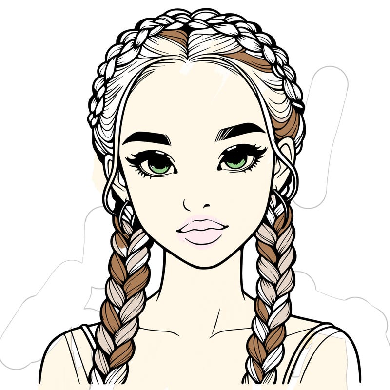 realistic girl with braids