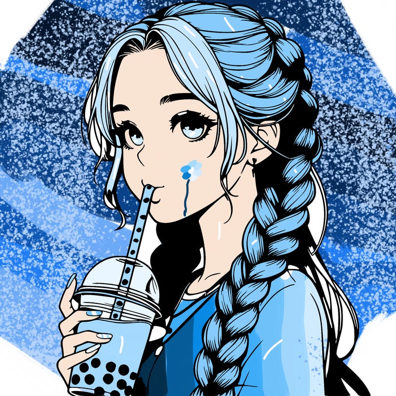 realistic girl with braided hair drinking boba