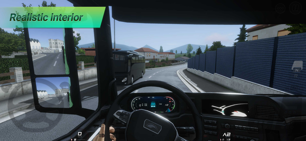 Realistic truck interior and dashboard view in Truckers of Europe 3 simulator