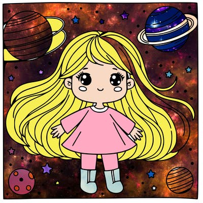 a girl in space